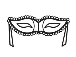 Maskerade Party Auge Maske Vektor Symbol umrissen isoliert auf Weiß horizontal Hintergrund. einfach eben einfarbig schwarz und Weiß minimalistisch Karneval thematisch Karikatur Kunst gestylt Zeichnung.