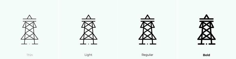 Pylon Symbol. dünn, Licht, regulär und Fett gedruckt Stil Design isoliert auf Weiß Hintergrund vektor