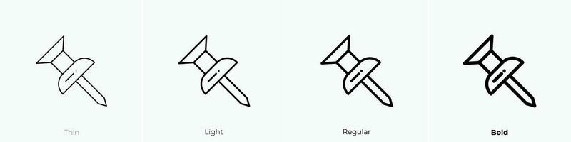 Stecknadel Symbol. dünn, Licht, regulär und Fett gedruckt Stil Design isoliert auf Weiß Hintergrund vektor