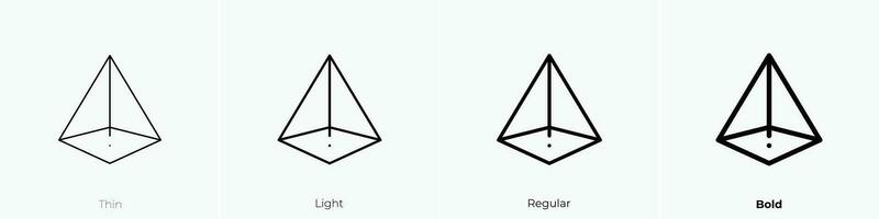 Pyramide Symbol. dünn, Licht, regulär und Fett gedruckt Stil Design isoliert auf Weiß Hintergrund vektor