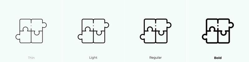 Puzzle Symbol. dünn, Licht, regulär und Fett gedruckt Stil Design isoliert auf Weiß Hintergrund vektor