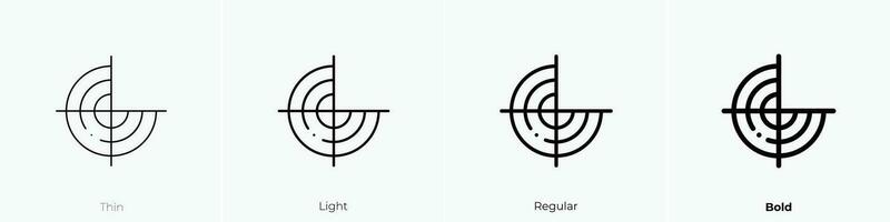 radar ikon. tunn, ljus, regelbunden och djärv stil design isolerat på vit bakgrund vektor