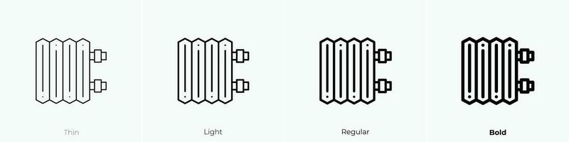 radiator ikon. tunn, ljus, regelbunden och djärv stil design isolerat på vit bakgrund vektor