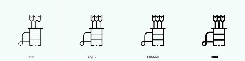 Köcher Symbol. dünn, Licht, regulär und Fett gedruckt Stil Design isoliert auf Weiß Hintergrund vektor