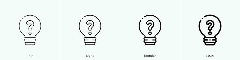 Frage Symbol. dünn, Licht, regulär und Fett gedruckt Stil Design isoliert auf Weiß Hintergrund vektor