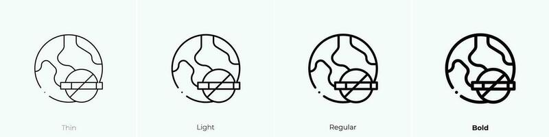 Verlassen Rauchen Symbol. dünn, Licht, regulär und Fett gedruckt Stil Design isoliert auf Weiß Hintergrund vektor