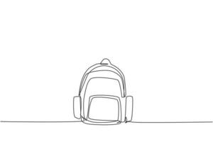 Einzelzeichnung der Schultasche für Kindergartenschüler. zurück zu schule minimalistisch, bildungskonzept. kontinuierliche einfache linie zeichnen stil design grafische vektorillustration vektor