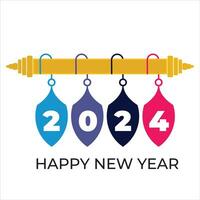 glücklich Neu Jahr 2024 Gruß Banner Logo Design Illustration, kreativ und bunt 2024 Neu Jahr Vektor