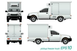 plocka upp lastbil med kylskåp behållare vektor