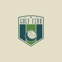 golf klubb emblem logotyp vektor illustration mall ikon grafisk design. boll av sport tecken eller symbol för turnering eller liga tim med bricka skydda begrepp