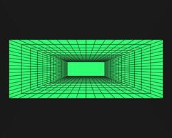 cyberpunk perspektiv tunnel. cyber geometri y2k element. isolerat stil på svart bakgrund. vektor trendig illustration.