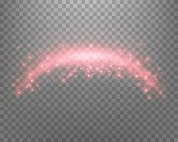 rot Magie Bogen mit glühend Partikel, funkelt und Punkte. Neon- realistisch Energie Fackel Bogen. Vektor Illustration.