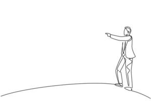 Kontinuierliche Zeichnung eines jungen, gutaussehenden männlichen Arbeiters, der mit dem Finger auf seinen Kollegen zeigt. Erfolg Business Manager minimalistisches Konzept. trendige Single-Line-Draw-Design-Vektorgrafik-Illustration vektor