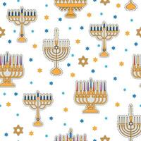 hanukkah ikoner färgad mönster bakgrund vektor