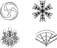 symboler av japan på de kontinent av Asien. fyra typisk ikoner av de Land av de stigande Sol vektor
