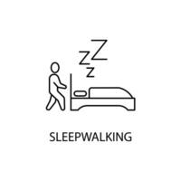 sömnpromenader begrepp linje ikon. enkel element illustration. sömnpromenader begrepp översikt symbol design. vektor