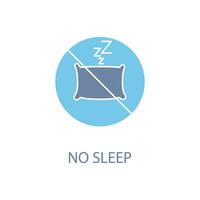 Nej sömn begrepp linje ikon. enkel element illustration. Nej sömn begrepp översikt symbol design. vektor