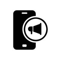 mobil telefon marknadsföring ikon med megafon vektor