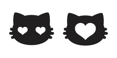 Katze Gesicht Vektor Kätzchen Symbol Herz Valentinstag Logo Symbol Karikatur Charakter Illustration Gekritzel Design