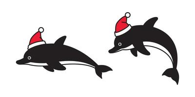 delfin vektor jul hatt santa claus fisk ikon logotyp haj val tecknad serie karaktär illustration symbol klotter design