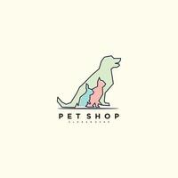 sällskapsdjur affär logotyp design med hund, katt, kanin vektor
