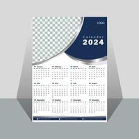 modern och färgrik vägg kalender 2024 design mall. vektor
