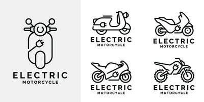 elektrisk motorcykel logotyp uppsättning design vektor