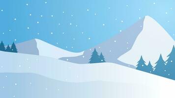 snöig berg landskap vektor illustration. landskap av snö täckt berg i vinter- säsong. vinter- berg panorama för bakgrund, tapet eller illustration