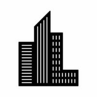 Stadt Gebäude Silhouette Symbol Vektor. Gebäude Silhouette können Sein benutzt wie Symbol, Symbol oder unterzeichnen. Gebäude Symbol Vektor zum Design von Stadt, Stadt, Dorf oder Wohnung