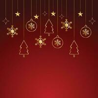 Sozial Medien Post Design zum ein realistisch fröhlich Weihnachten mit golden Sterne und Schnee mit Bälle und Baum vektor