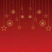 Sozial Medien Post Design zum fröhlich Weihnachten mit golden Sterne und golden Geschenk Box und Bälle vektor