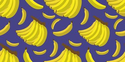 nahtloses Vektormuster der einzelnen Banane und des Bündels Bananen lokalisiert auf blauem Hintergrund. Anzüge für Dekorpapier, Verpackungen, Hüllen, etc. vektor