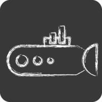 Symbol U-Boot. verbunden zu Meer Symbol. Kreide Stil. einfach Design editierbar. einfach Illustration vektor