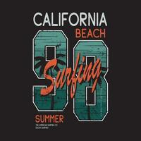 Vektor Illustration auf das Thema von Kalifornien Surfen. T-Shirt Grafik, Poster, Banner, Flyer, drucken und Postkarte