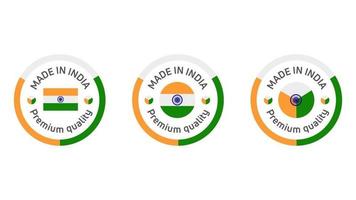 Hergestellt in Indien Etikett. Indien Qualitätsstempel. Qualitätszeichen-Vektorsymbol für Tags, Abzeichen, Aufkleber, Emblem, Produkt. vektor