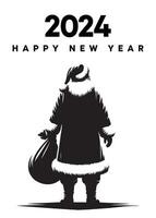 santa claus abstrakt silhuett vektor teckning Lycklig ny år enkel hälsning kort glad jul 2024