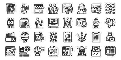 marknadsföring specialist ikoner uppsättning översikt vektor. digital företag media vektor