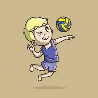 Karikatur Vektor Illustration von süß Strand Volleyball Spieler. Strand Volleyball Maskottchen Illustration