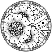 kreisförmiges Muster in Form von Mandala mit Blume für Henna, Mehndi, Tätowierung, Dekoration. vektor