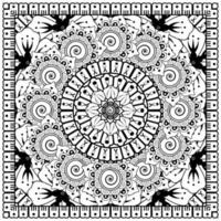 Umriss quadratisches Blumenmuster im Mehndi-Stil zum Ausmalen der Buchseite vektor
