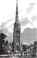 coventry katedral eller helgon michaels katedral i England, förenad rike, årgång gravyr vektor