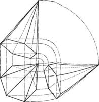 Projektion von sechseckig Pyramide Jahrgang Illustration. vektor