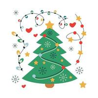 uppsättning av jul träd, leksak, prydnad för de träd, krans. vektor