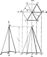 utsprång av hexagonal prisma årgång illustration. vektor