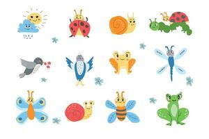 söt bi och Övrig insekter tecknad serie djur uppsättning vektor