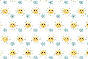süß Baby Muster mit Sonne und Blume lächelnd vektor