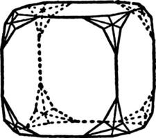 Kombination von Hexakis-Oktaeder und Würfel Jahrgang Illustration. vektor