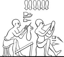 egyptisk sandal tillverkare, årgång illustration. vektor