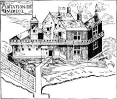 champplains befäst bostad på Quebec årgång illustration vektor