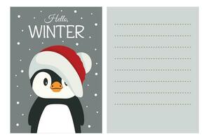 süß Weihnachten Postkarte mit ein Pinguin vektor